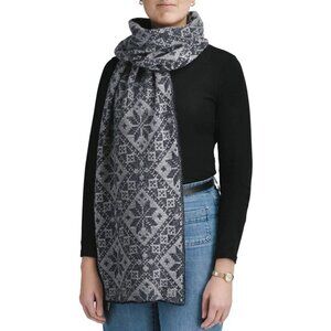 NWT $250 Dale of Norway Rose Scarf!  Navy Blue & Gray  Merino Wool & Cashmere
